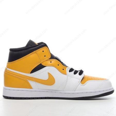 Billige Sko Herre Og Dame Nike Air Jordan 1 Mid ‘Guld Sort Hvid’ 554724-170