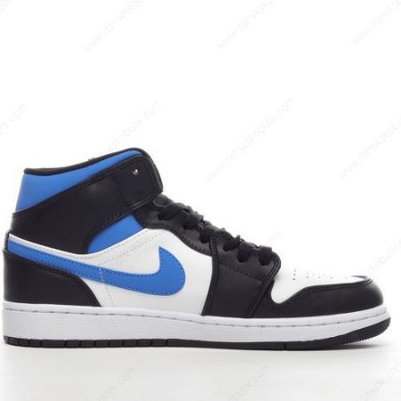 Billige Sko Herre Og Dame Nike Air Jordan 1 Mid ‘Hvid Blå Sort’ 554725-140