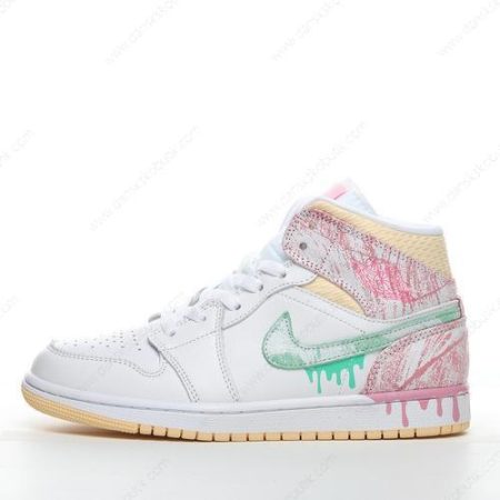 Billige Sko Herre Og Dame Nike Air Jordan 1 Mid ‘Hvid Grøn Pink’ DD1666-100