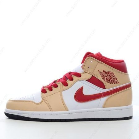 Billige Sko Herre Og Dame Nike Air Jordan 1 Mid ‘Hvid Rød’ 554724-201