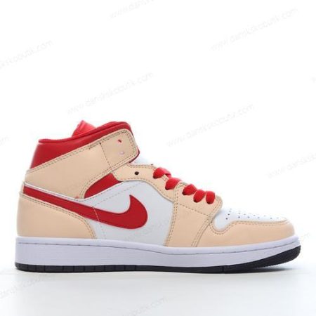 Billige Sko Herre Og Dame Nike Air Jordan 1 Mid ‘Hvid Rød Brun’ 554725-201