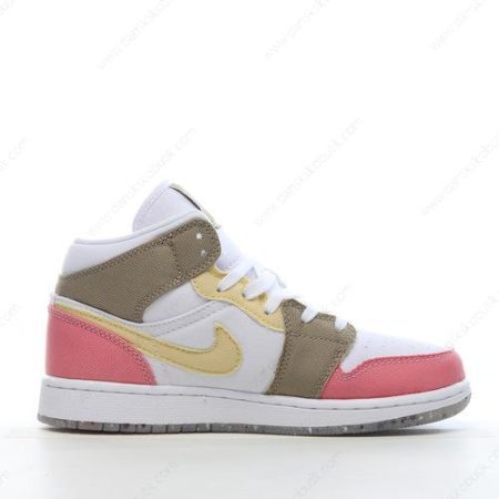 Billige Sko Herre Og Dame Nike Air Jordan 1 Mid SE ‘Hvid Gul Pink’ DJ0338-100