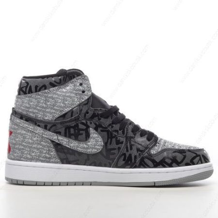 Billige Sko Herre Og Dame Nike Air Jordan 1 Retro High OG ‘Sort Hvid Grå’ 555088-036