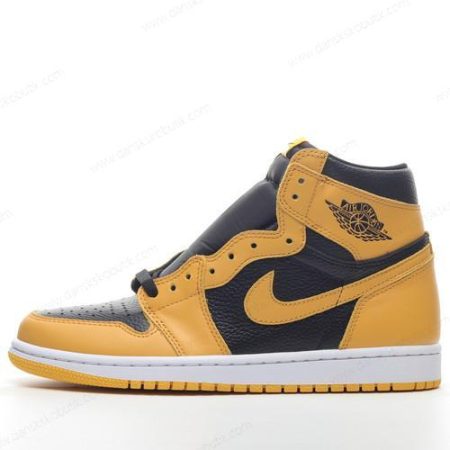 Billige Sko Herre Og Dame Nike Air Jordan 1 Retro High OG ‘Sort Hvid Gul’ AQ2664-701