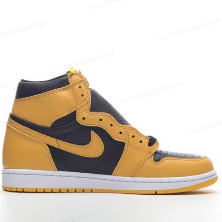 Billige Sko Herre Og Dame Nike Air Jordan 1 Retro High OG ‘Sort Hvid Gul’ AQ2664-701