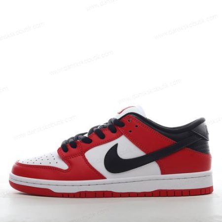 Billige Sko Herre Og Dame Nike SB Dunk Low ‘Rød Hvid Sort’ BQ6817-600