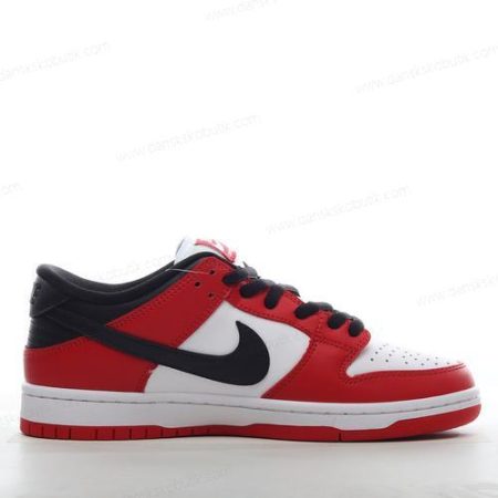 Billige Sko Herre Og Dame Nike SB Dunk Low ‘Rød Hvid Sort’ BQ6817-600