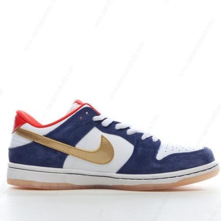 Billige Sko Herre Og Dame Nike SB Dunk Low ‘Sølv Navy Rød’ 839685-416